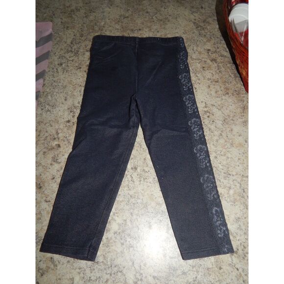 2pc toddler girls 3T leggings bundle pink & gray chevron and blue with side lace - Picture 11 of 11